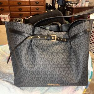 Michael Kors Gray and Black MK Tote